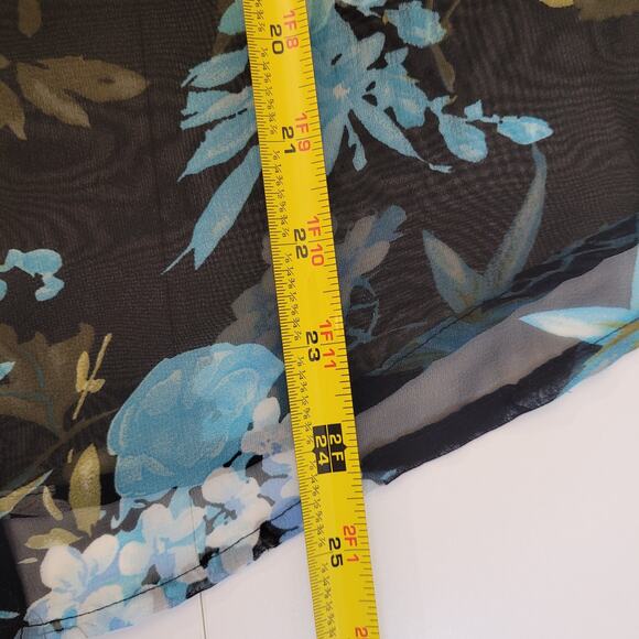 Apparenza 2 Piece Floral Top Set Tank & Sheer Layer Blouse XL Black Blue - Picture 9 of 9